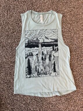 Bella Canvas Light Sage/Teal Graphic Muscle Tank Top